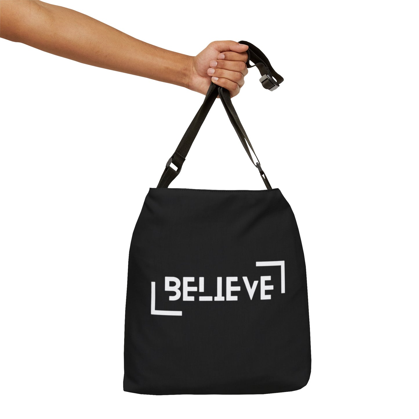 Believe Design Adjustable Tote Bag (AOP) | Believ Tote bag with Adjustable